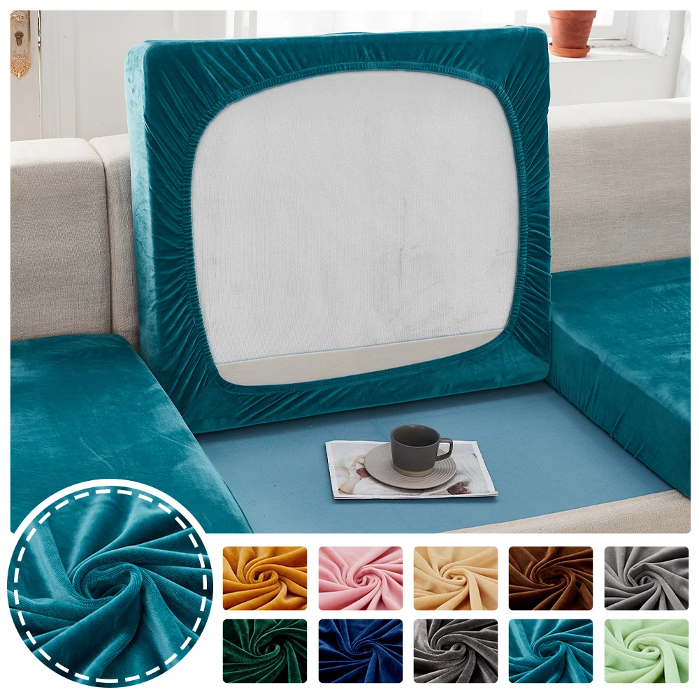 

Velvet Solid Color Sofa Seat Cushion Covers For Living Room Furniture Protector Elastic Removable Couch Chaise Longue Slipcover