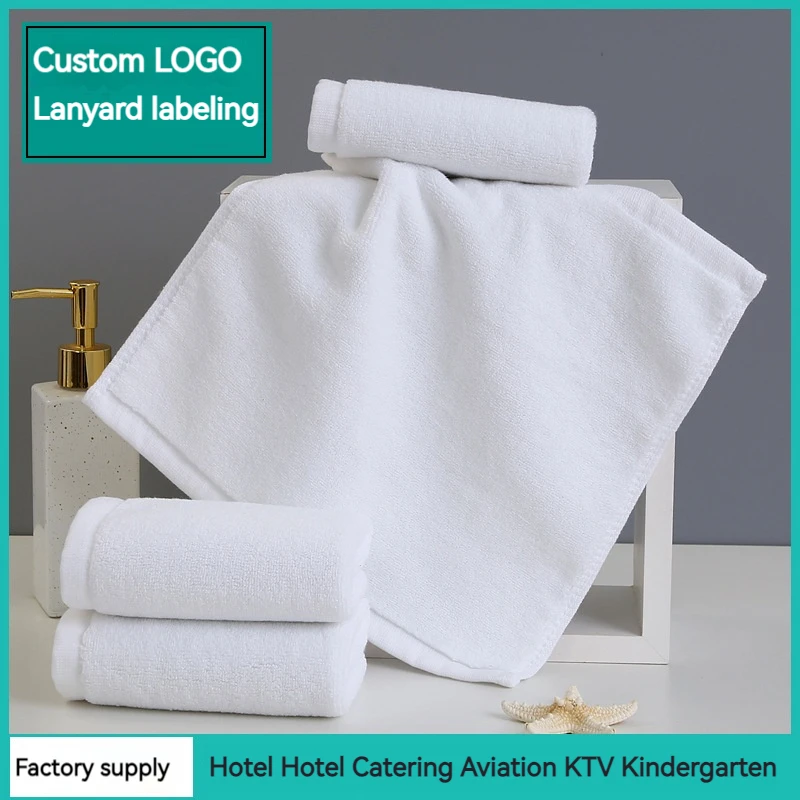 

White square hand towels, soft and absorbent, hotel restaurant aviation kindergarten ktv, pure cotton face towels30*30cm