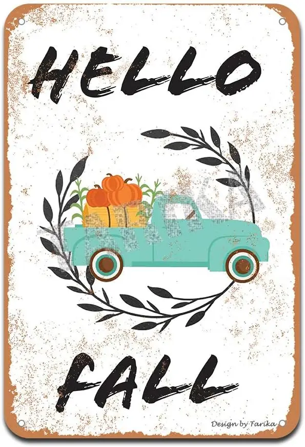 Hello Fall Iron Poster Painting Tin Sign Vintage Wall Decor for Cafe Bar Pub Home Beer Decoration Crafts