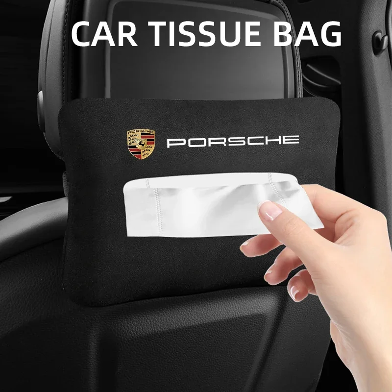 Car Multifunctional tissue bag Armrest Portable Tissue Box For Porsche Boxster Cayman Cayenne 911 Macan panamera