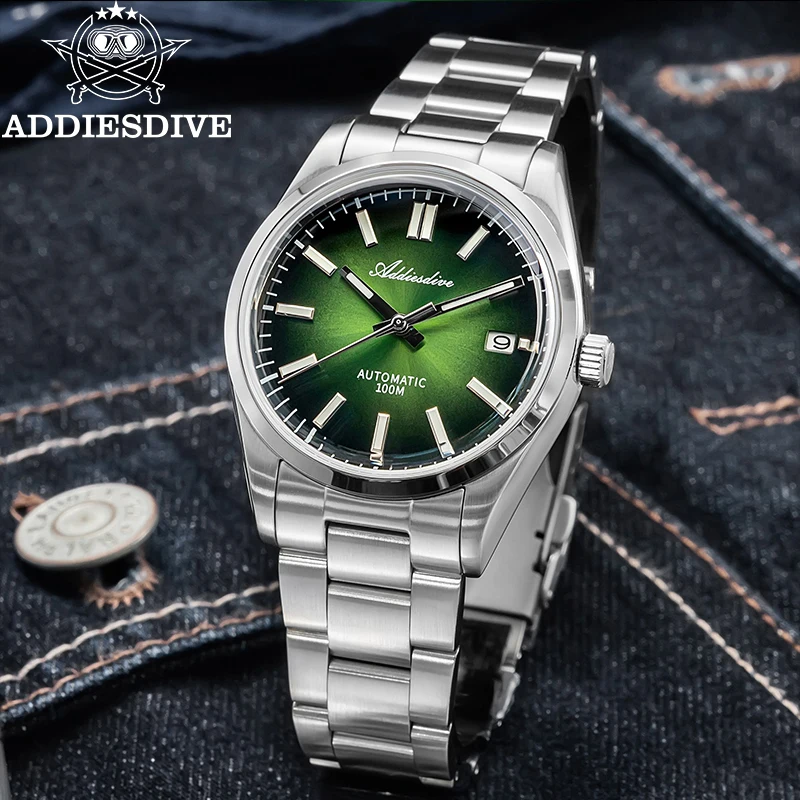ADDIESDIVE Automatic Man Watch Sapphire Glass 100M Waterproof Super Luminous Wristwatch Luxury 316L Stainless Steel Watch Males
