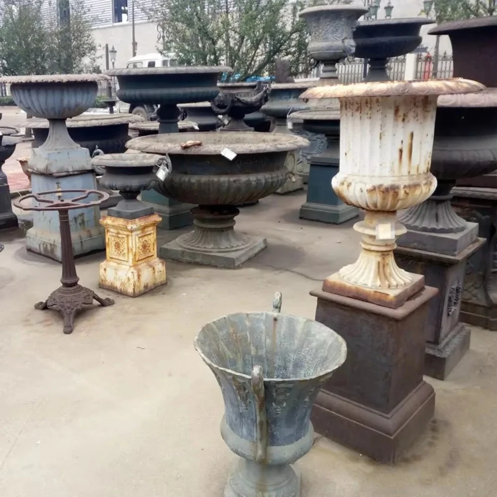 

High quality home decoration outdoor garden large flower pot metal vase antique cast iron flower pot for sale