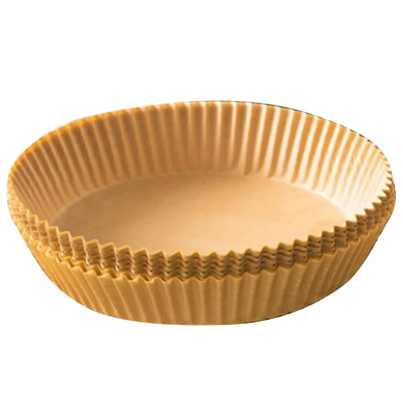 200 個エアフライヤークッキング紙ライナーノンスティック使い捨てライナーバスケット穴なしラウンドクッキングペーパー (ブラウン) 販売