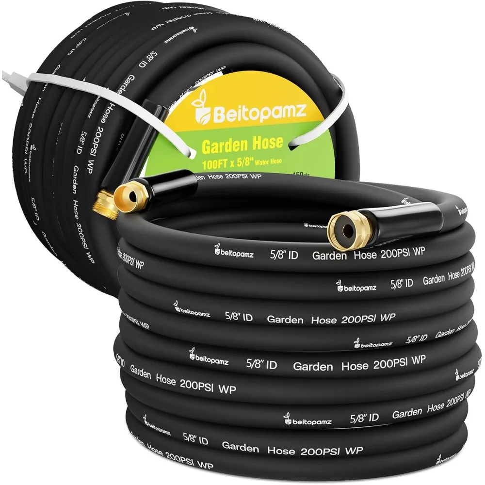 

US Shipping 100 FT 5/8 Inch Heavy Duty Garden Hose Flexible Durable Lightweight Rubber Hybrid Leak Free with Fittings