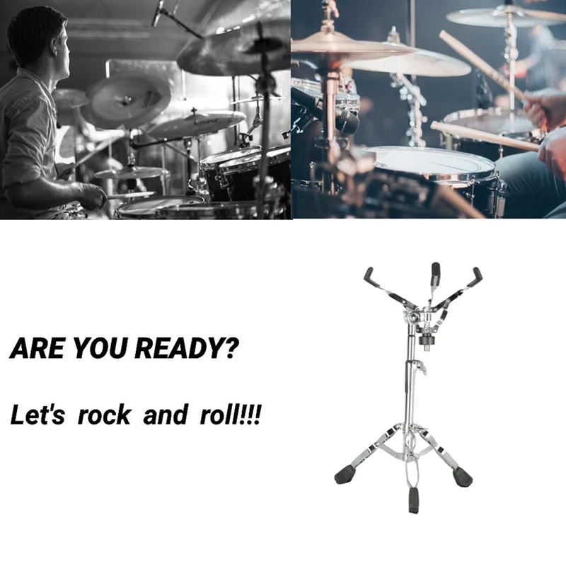 Snare Drum Support With Drum Sticks Holder Adjustable Height For 25 To 40Cm Snare Drum, Drum Pad For Drum Beginners