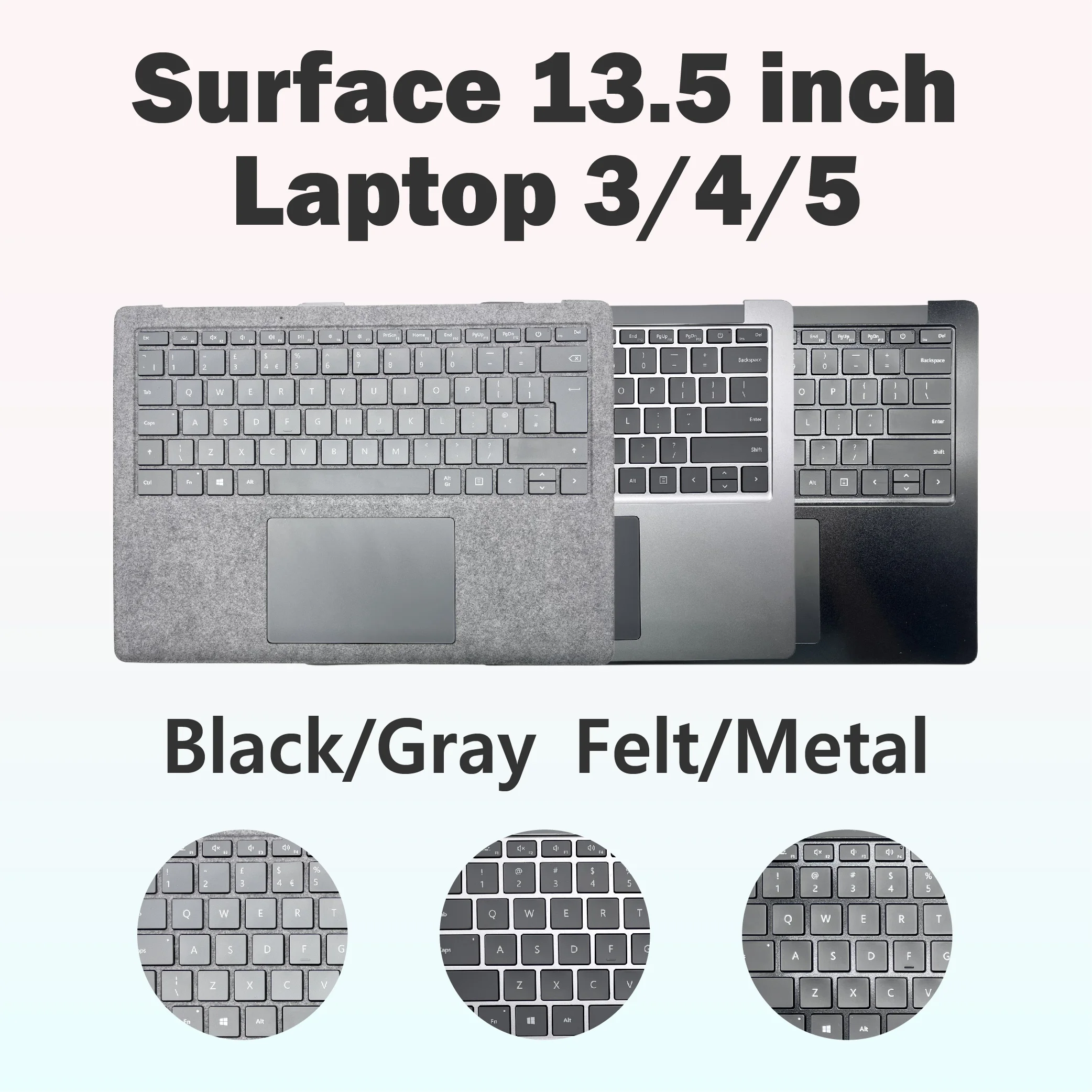 

Клавиатура для ноутбука Microsoft Surface Laptop 3/4/5 Gen 13,5 дюймов, высококачественная клавиатура 13,5 дюйма, черная/серая клавиатура