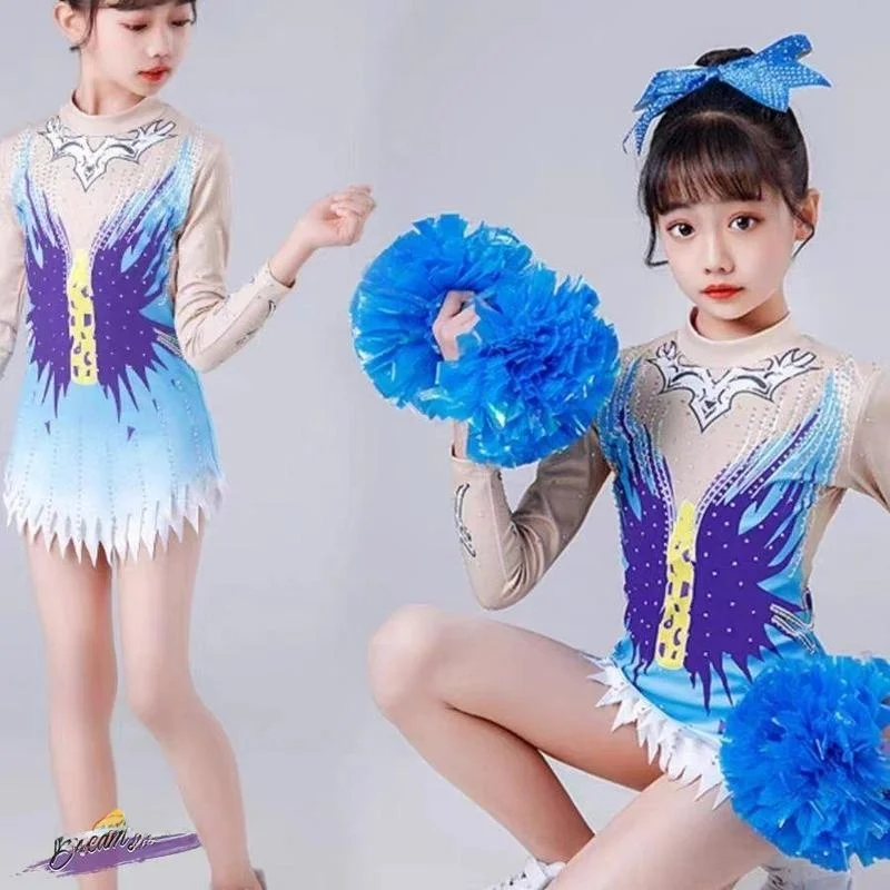 

Girls' Cheerleading orm Performance Costume Jazz Dance Cetition Suit Gymnastics ow Outfit Cloudy Spring I38685