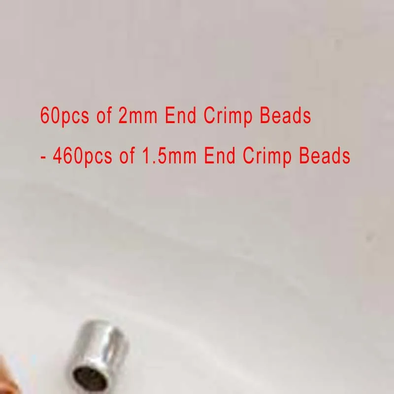 60 peças de contas de crimpagem de 2mm e 460 peças de contas de crimpagem de 1.5mm