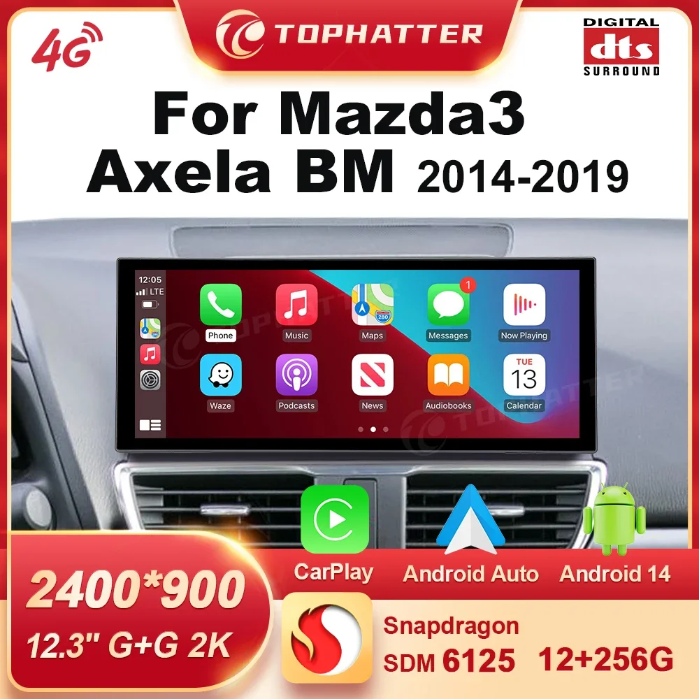 

12.3 Inch For Mazda 3 Axela 2014 - 2019 Android 15 Carplay Touch Screen Car Stereo Radio Multimedia Player WIFI 4G BT DSP GPS