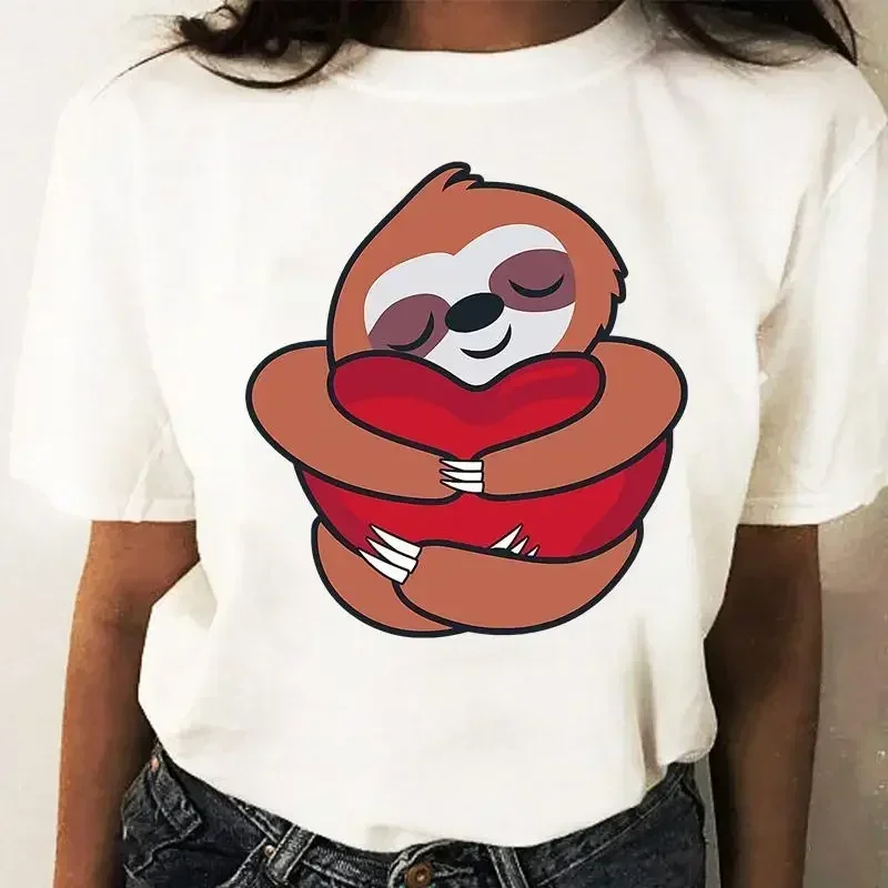 

Cartoon fun printed women's short sleeved round neck T-shirt for spring and summer fashion casual trend women's T-shirt