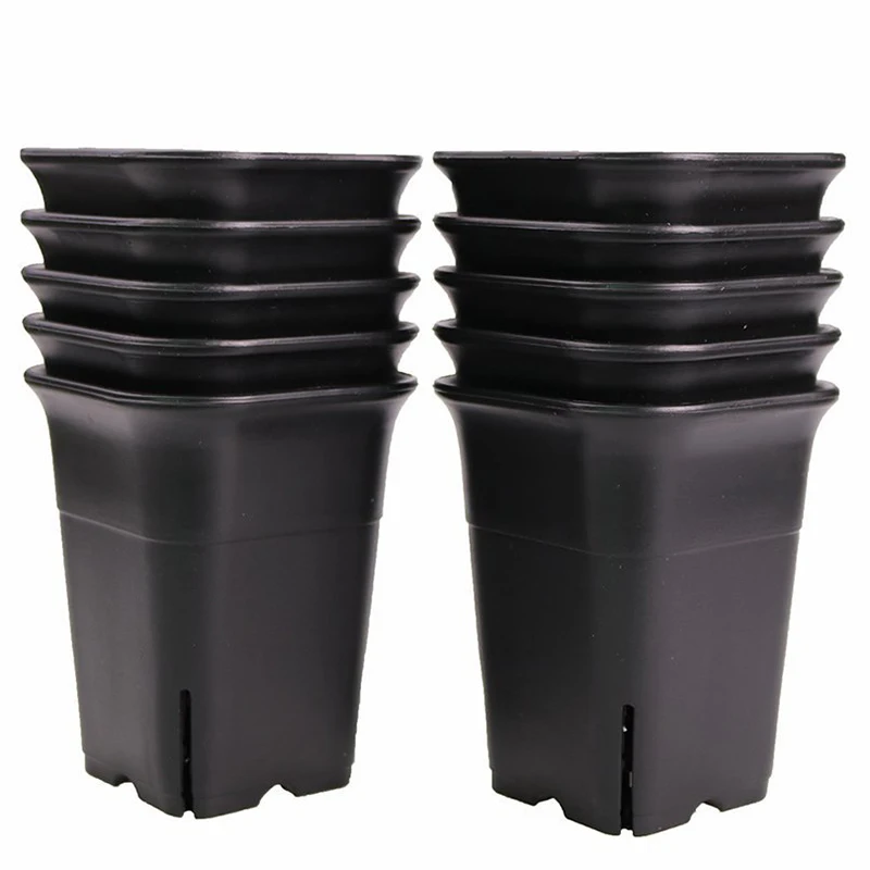 12PCS-Pack Black Square Plastic Succulent Plant Pot for Plant Flowers Cactus, Etc., Black Nursery Flower Pot