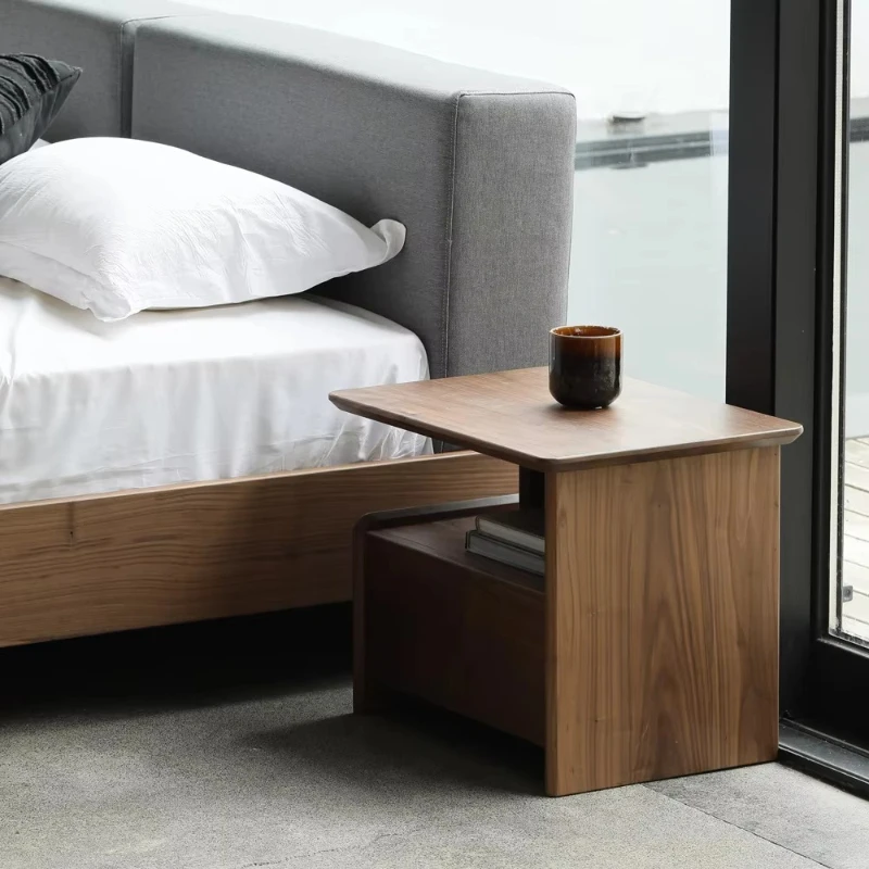 

Modern style walnut painted foldable bedside table family hotel