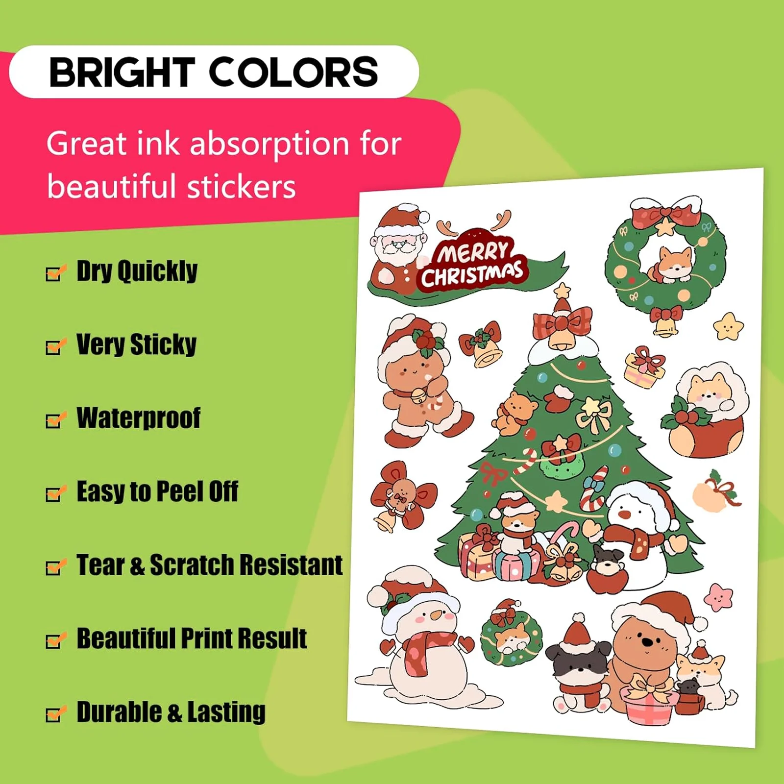 30 Sheets A4 Glossy White Vinyl Sticker Paper Self-Adhesive Waterproof for Inkjet Printer DIY Crafts Labels & Decals