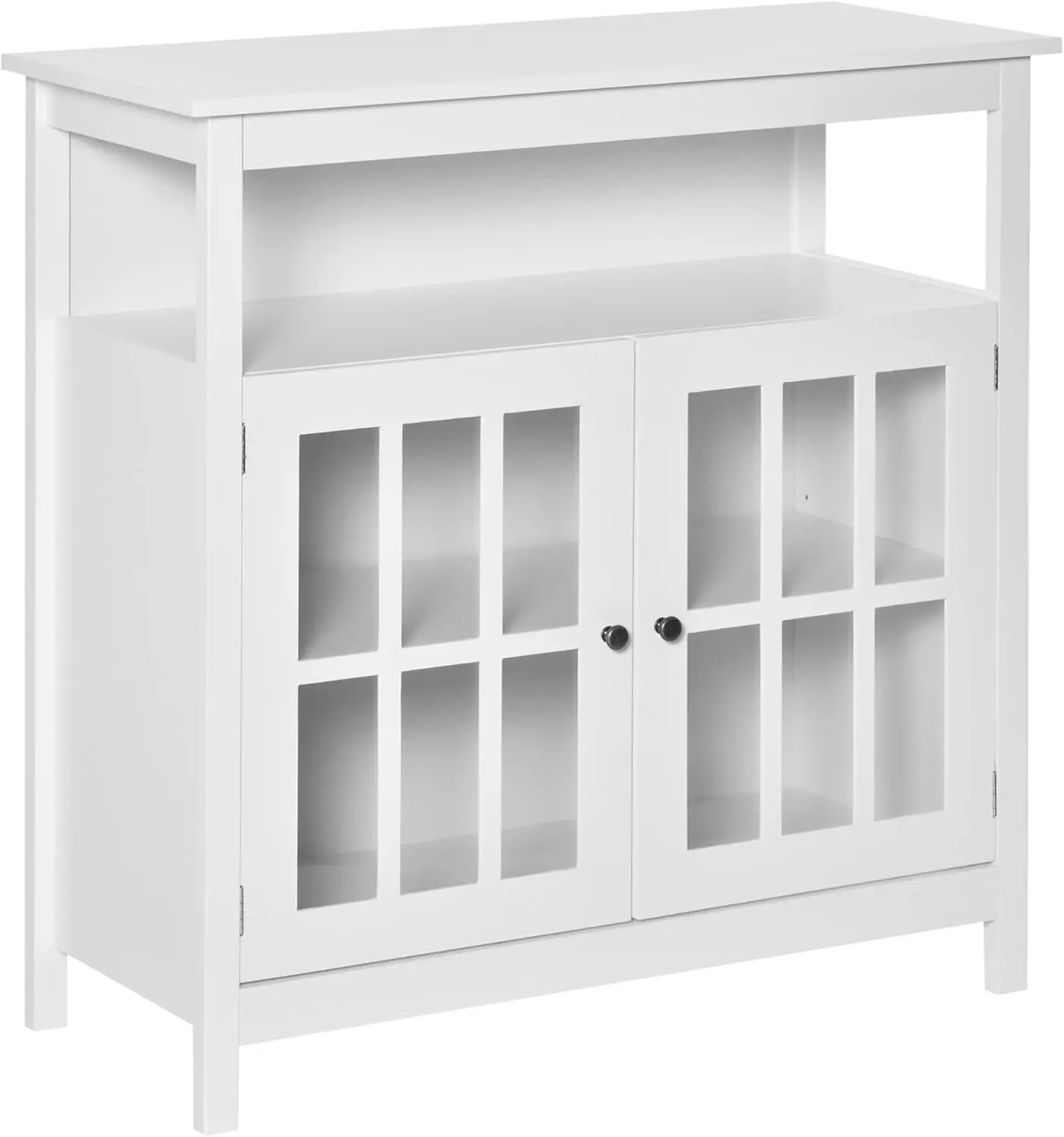 

Sideboard Buffet Cabinet, Kitchen Cabinet with Open Shelf, Glass Doors and Adjustable Shelf, Accent Cabinet for Living Ro