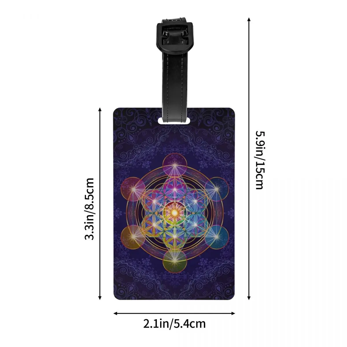 Metatron's Cube Merkabah Luggage Tags Custom Flower of Life Baggage Tags Privacy Cover ID Label