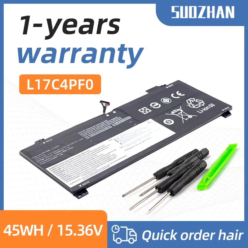 SUOZHAN Laptop Battery For Lenovo Xiaoxin Air 13IWL 13IML,Ideapad S530-13IWL L17M4PF0 L17C4PF0 5B10R38649 5B10W67314 15.36V 45Wh