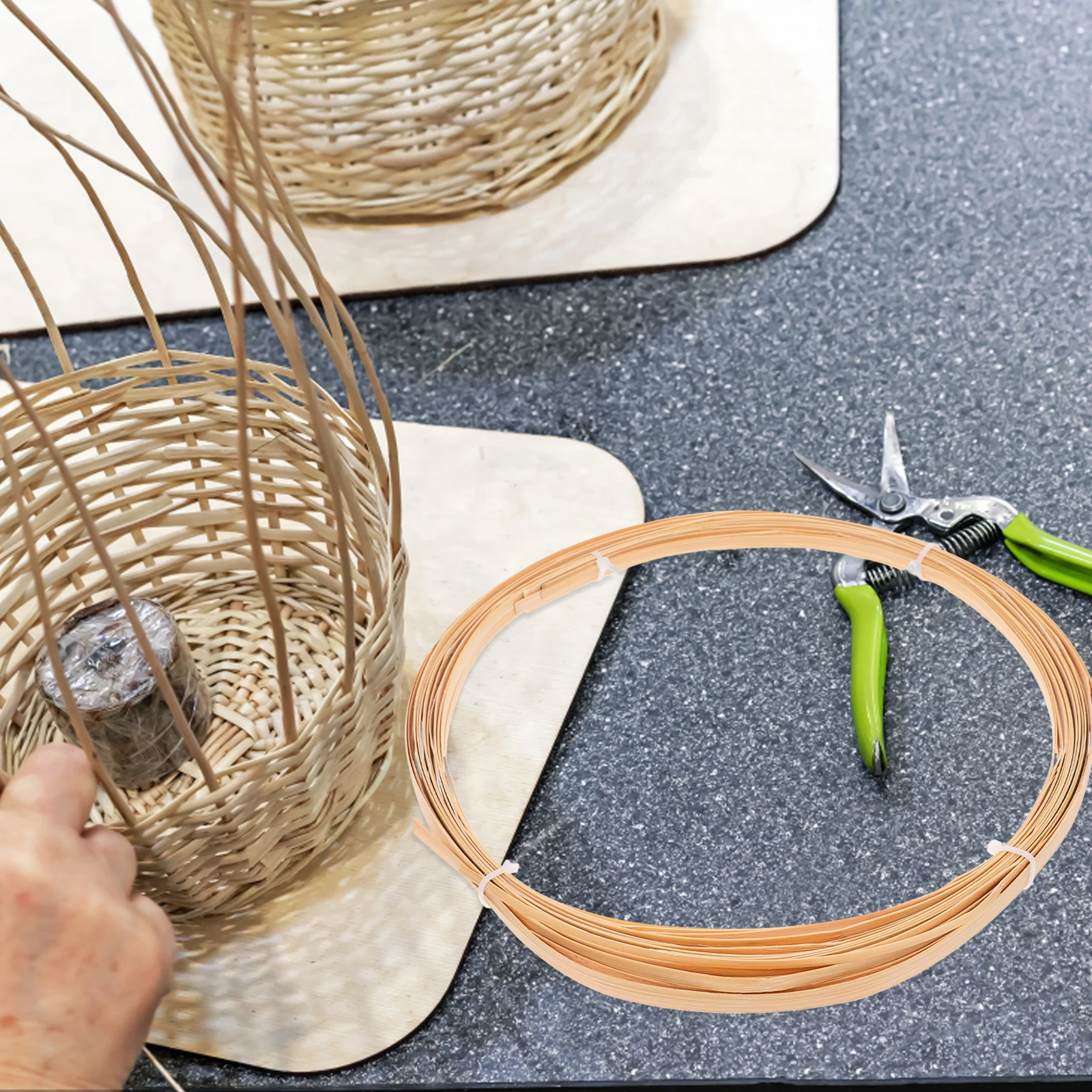 

4 Rolls Bamboo Strips Decorative Materials Durable Wood Wedding DIY Crafts Fake Rattan Flat Basket Weaving Cane Reeds Handicraft