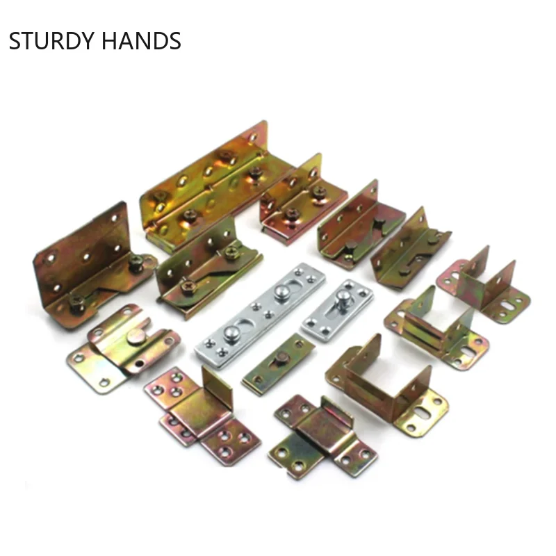 4pair Metal Bed Bracket Hinge Fastener Wood Board Connector for Bed Fixed Corner Bed Beam Support Furniture Hardware Fittings