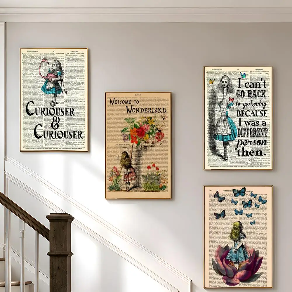 Cartoon A-Alice In Wonderland anime Poster HD Modern Peel and Stick Wall Decor for Bedroom Living Room Dorm Office Kitchen Bathr