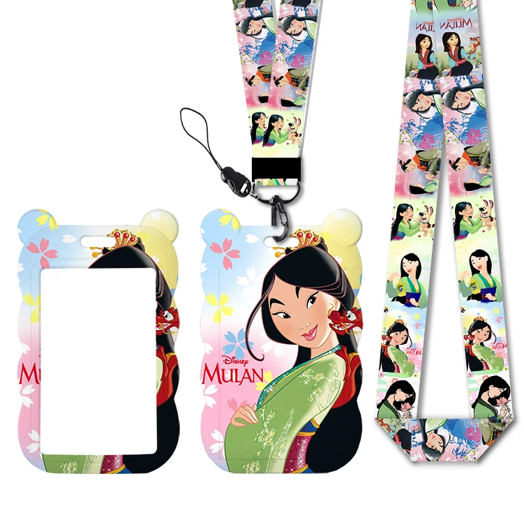 

Disney Movie Mulan Princess Designs Lanyards Id Badge Holder Strap Work Card Bus Access Card Holder Keychains Accessories