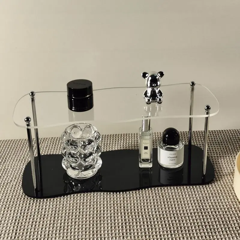 Household Desktop Water Cup Storage Rack Three Layers of Acrylic Cosmetics Perfume Display Metal Rod Detachable Display Frame