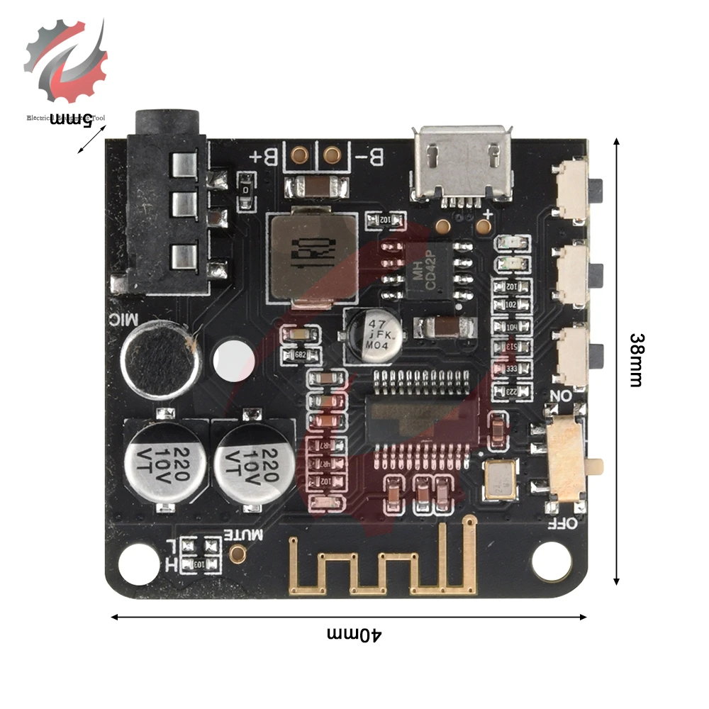 DIY Bluetooth Audio Receiver Board 3.7-5V Bluetooth 5.0 Module Automotive Sound Module Bluetooth Receiver Speaker Board With Mic