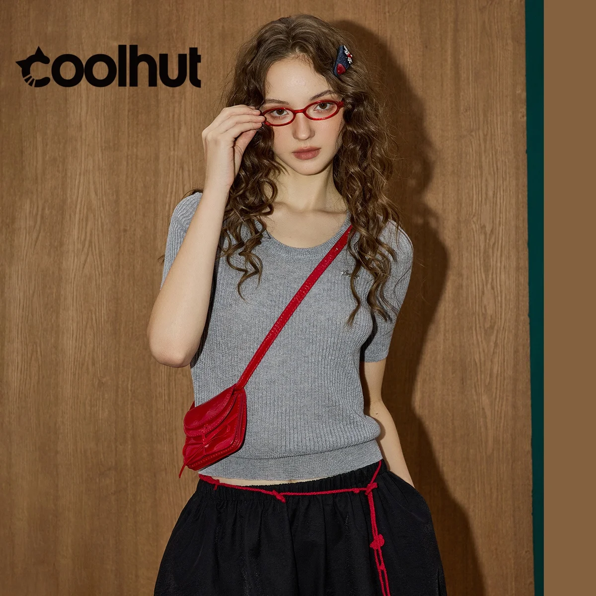 COOLHUT Prendas de punto para mujer 2025, jersey ajustado, blusa, suéter de punto de manga corta, Top elegante informal clásico de otoño de Color sólido