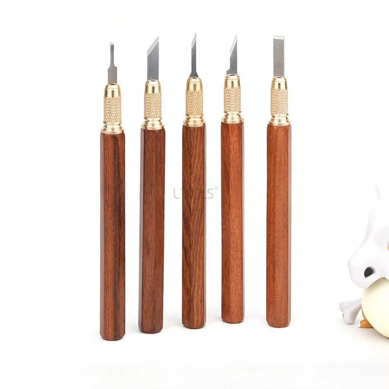 Sour Wood Carving Knife Solid Wood Carving Pen with Cover Alloy Knife Replaceable Blade Handmade Woodworking Fine Carving Tool