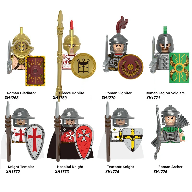 Moc Medieval War Figure The Crusades Spartan Armas Sword Spears Shields Diy Models Building Blocks Toys Boys Girls Gift Juguetes