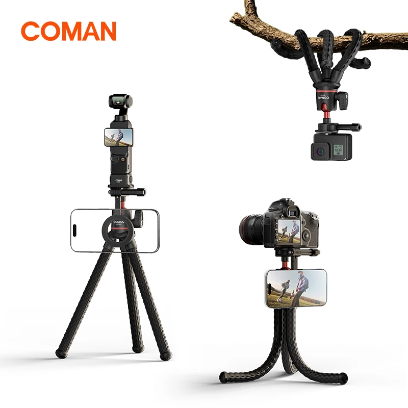 COMAN MT50 Octopus Tripod Stand Flexible Magnetic Holder for GoPro Magsafe iPhone 17 pro Max DSLR Camera Includes Fill Li