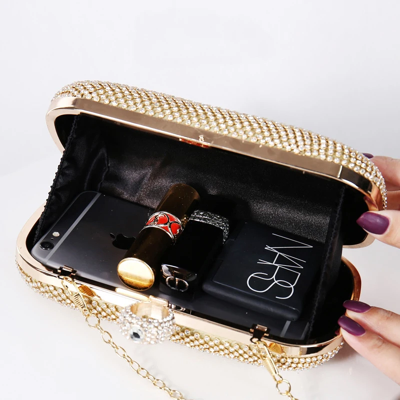 Gold Crossbody Bag Diamond Clutch Evening Purse for Women Designer Luxury Handbags 2023 Trending Brand Shoulder Female Bag