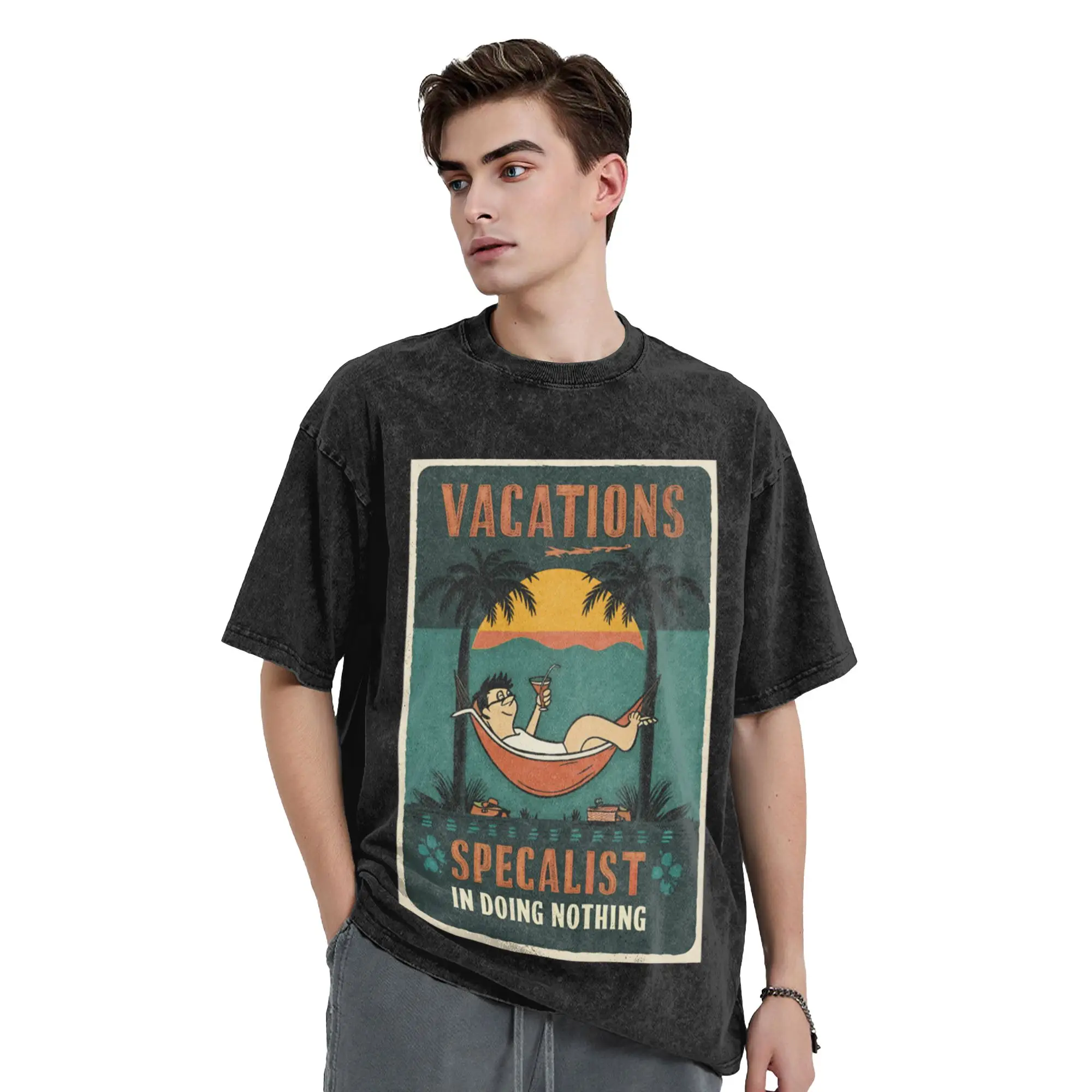 Vacation Specialist in Doing Nothing 2  Unique Cool A Washed T Shirt Men's Women's Oversized Cotton Tees Tops