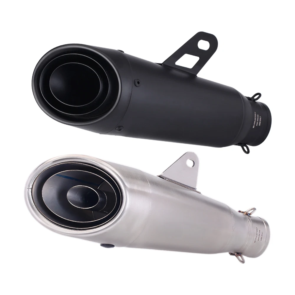 51MM Motorcycle Universal Exhaust Muffler Modified Tail Pipe Full Stainless Steel Three Layer For Ninja250 ZX6R R15 CBr650r MT07