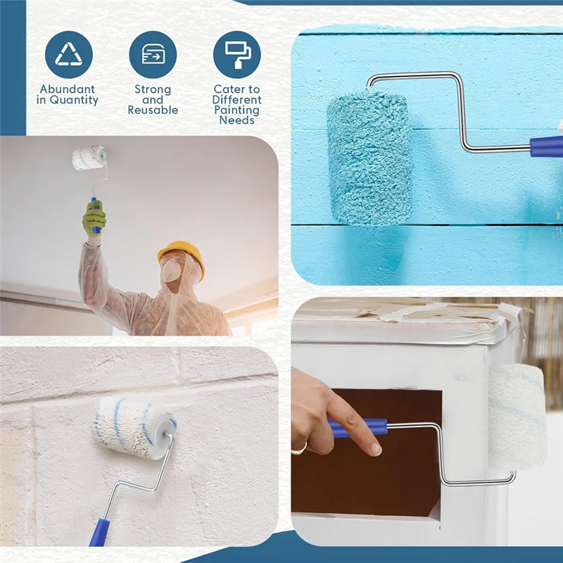 

A67P-12Pcs Paint Roller Frame For Home Wall Ceiling Small Area Edges And Corners, Blue