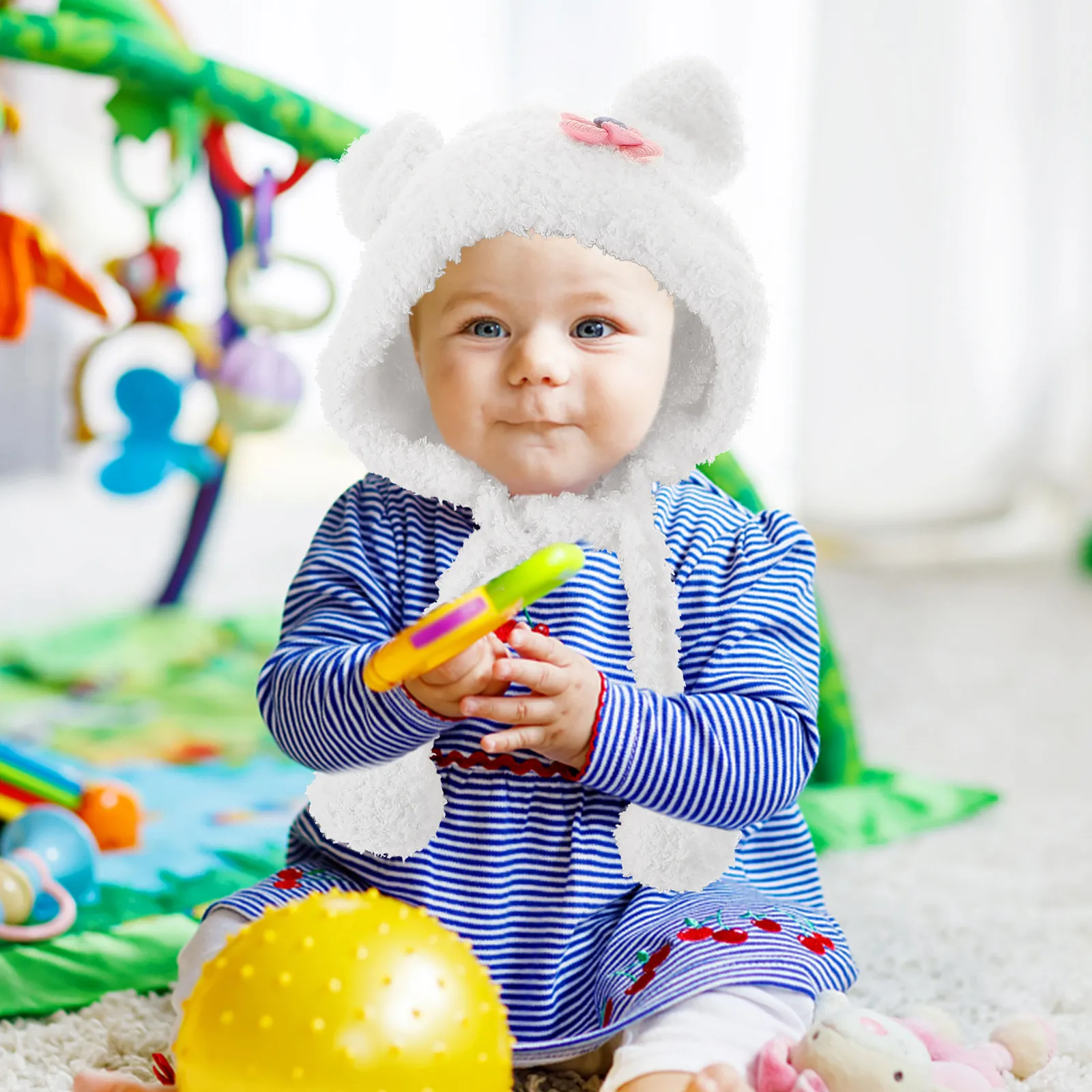 

Зимняя вязаная шапка для младенцев и малышей с защитой ушей, унисекс, для холодной погоды, прогулок в парке, снега