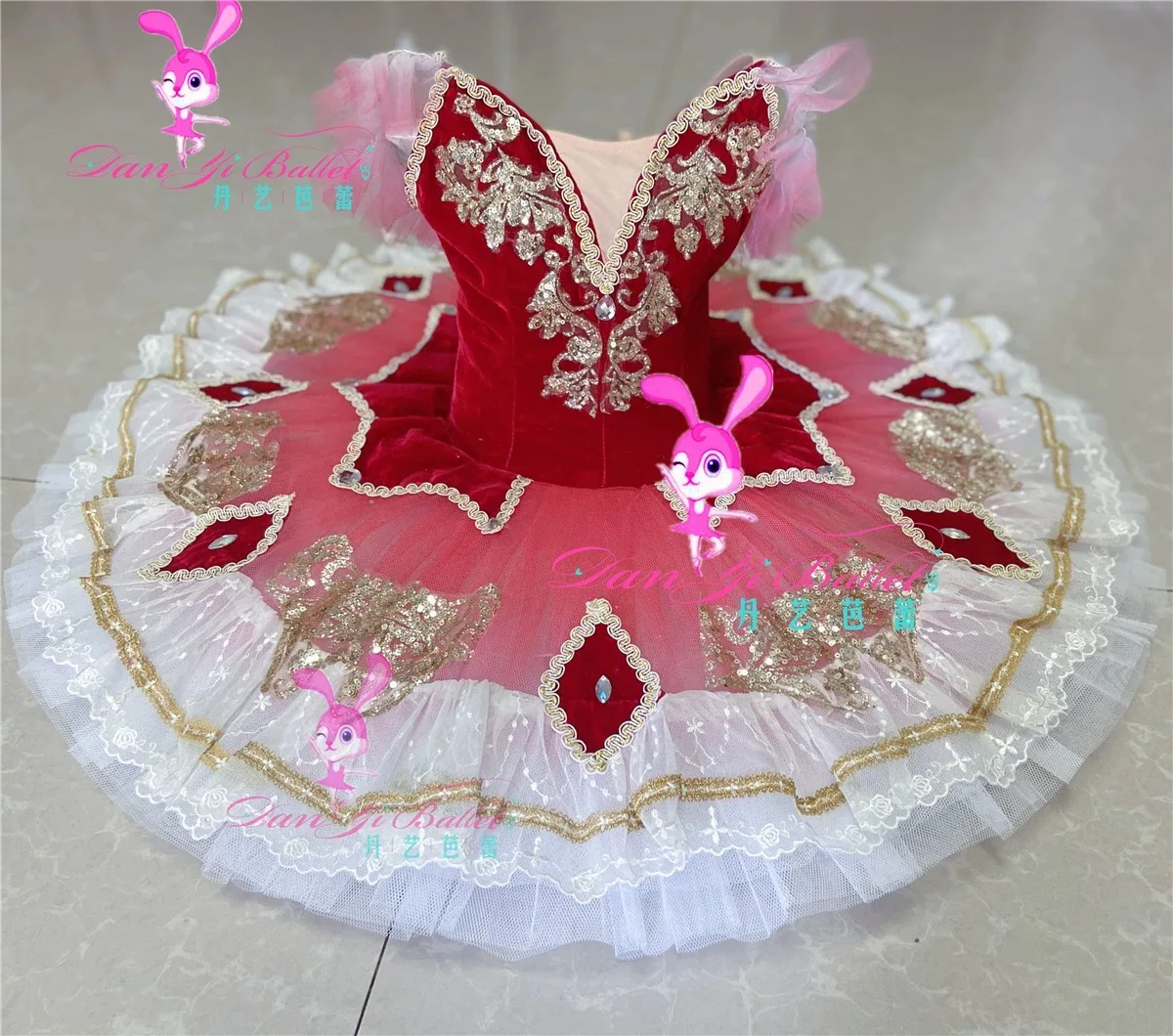 Danyi Girls' Red Pachita repertoire Competition Ballet dress performance dress tutu disk skirt Children's Day