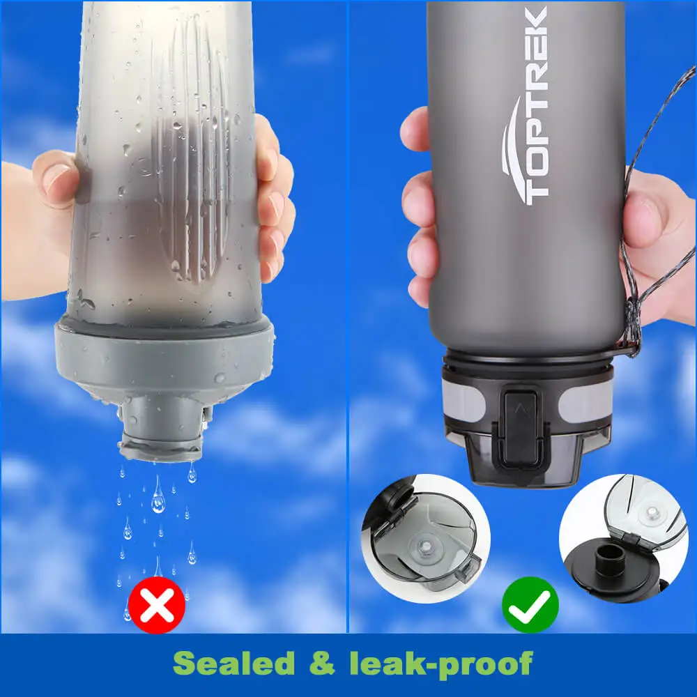 Toptrek Sports Water Bottle 650ML/1000ML BPA Free Outdoor Travel Leakproof Drinking Waterbottle Protein Shaker My Drink Bottle