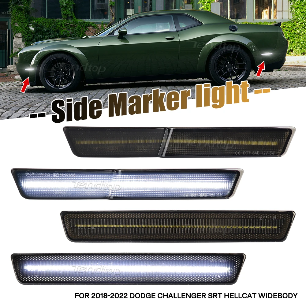 LED White Side Marker Light Front Light Rear Lamp For Dodge Challenger Scat Pack SRT Hellcat and SRT Hellcat Redeye Widebody