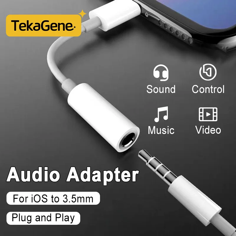 For iOS to 3.5MM Aux Jack Audio Adapter For iPhone 16 15 14 13 12 X Pro Max iPad USB Type C Headphone Adapter For Samsung Galaxy