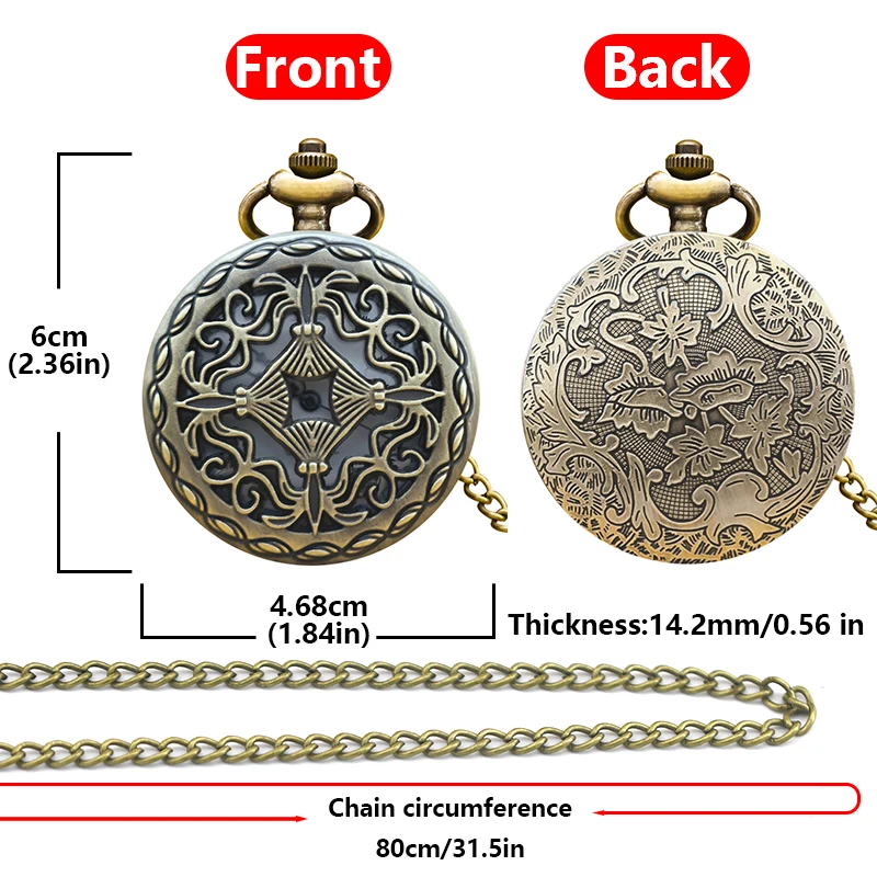 خمر البرونزية صدفي انقطاع الإبداعية منحوتة قلادة كوارتز ساعة الجيب أزياء الذكور والإناث الطلاب العالمي