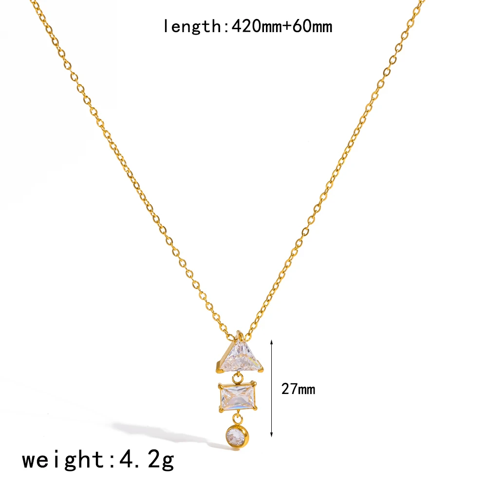 18K vergoldete Edelstahl-Halskette mit Wassertropfen-Zirkon-Anhänger für Damen, luxuriöser wasserdichter Schmuck für den täglichen Gebrauch, Geschenk. – Detail 10