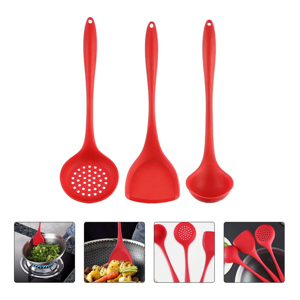 

Safe Odorless Silicone Kitchen Tools Set Non-Stick Spatula Spoon Strainer Heat-Resistant Anti-Scald Cooking Utensils