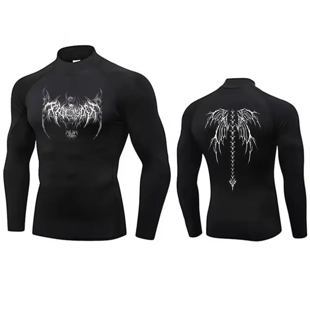 

Y2K Men's Turtleneck Compression Shirt Quick Gym Fitness Dry Rash Guard Hight Neck Muscle Athletic Bodybuilding Shirts Summer