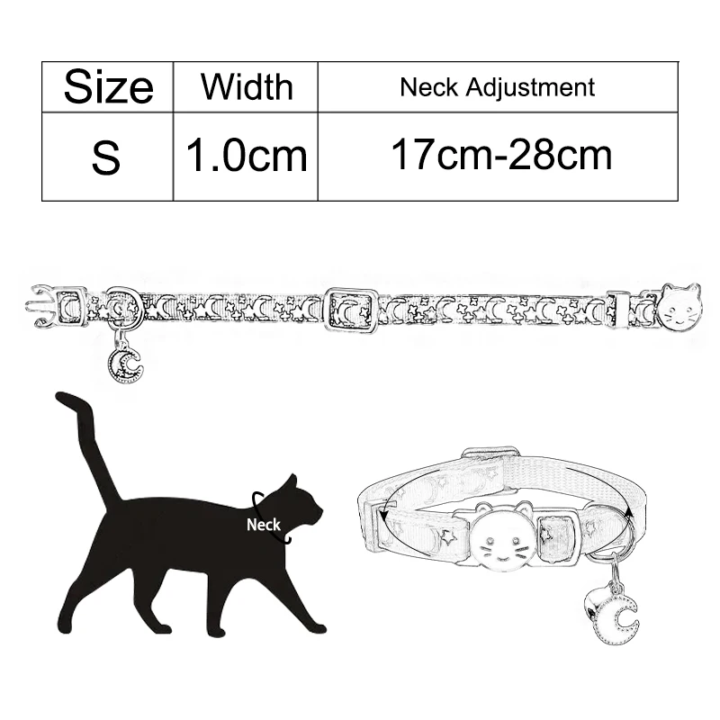 Star Moon Bowknot collare per gatto campana Breakaway sicurezza morbido collare per gatto collana regolabile carino grazioso papillon collare per gatto per gattino