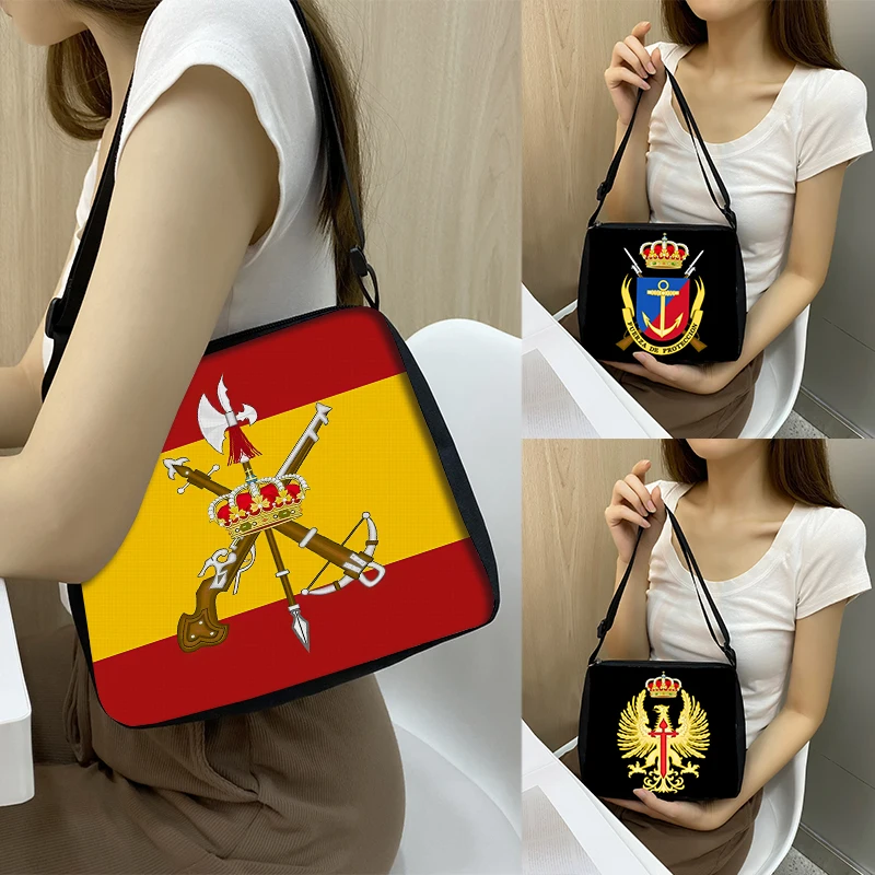 

Spanish Legion Espanola Flag Print Shoulder Bag Women Handbags Navy Armada Large Capacity Totes Bag Phone Holder Shopping Bags