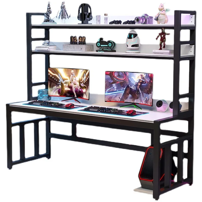 Office desk and chair set e-sports desk home bookshelf two-person gaming and competitive tech-savvy table