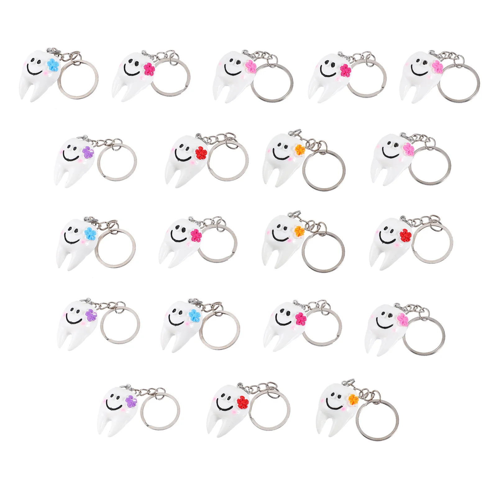 

20Pcs Tooth Shaped Keychains Simple Design Strong Durability Perfect for Keys Organization Compact Lightweight Handbag Hanging