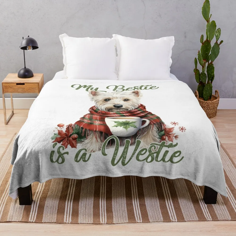 Westie Christmas Jumper Throw Blanket valentine gift ideas Decorative Beds Custom Bed Fashionable Blankets