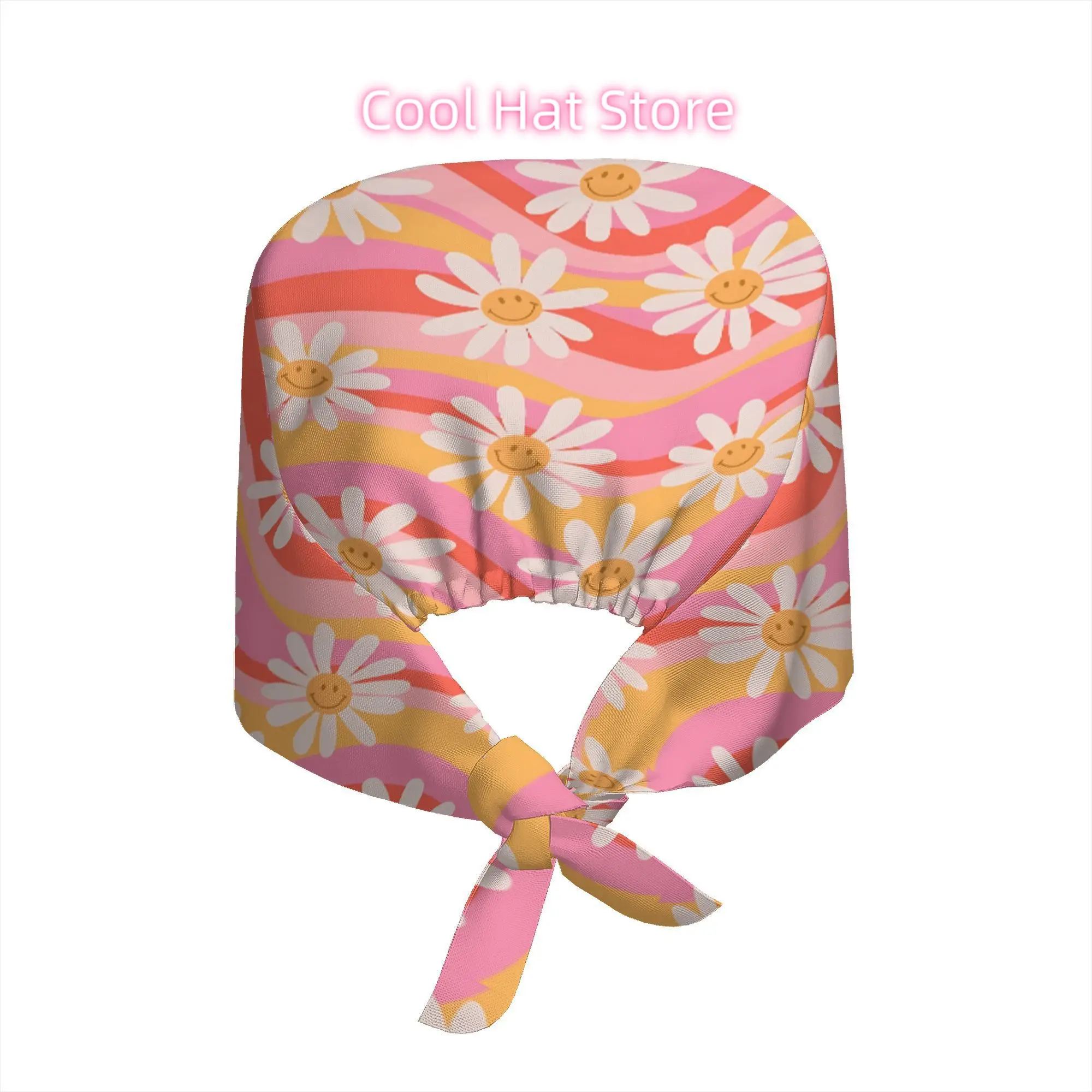 1pc Printed Breathable Trendy Mexico Christmas Gift Work Cap Joyful Daisy Print Colorful Retro Bucket Hat Charming Summer Beach