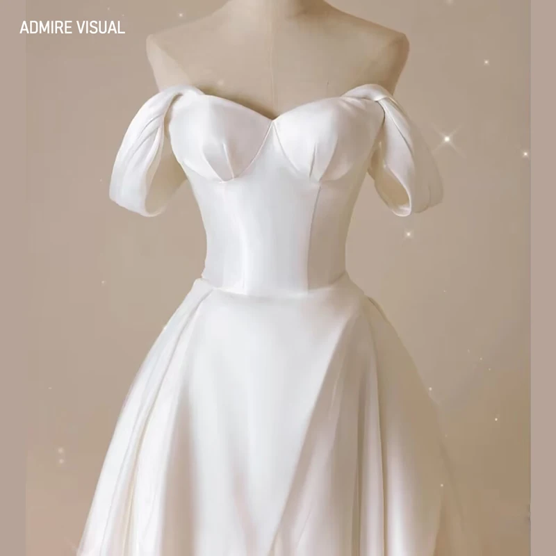 Vestido De Novia De satén con escote en forma De A, hombros descubiertos, hecho a medida, tallas grandes, novedad